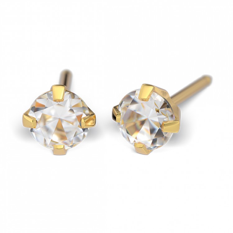 112_Paauksuotas 4 mm Cubic Zirconia