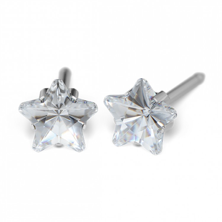 127_Chirurginio nerūdijančio plieno 5 mm Cubic Zirconia žvaigždutė