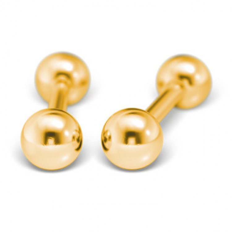 369_Paauksuota štanga (barbells) su 4 mm bumbuliukais