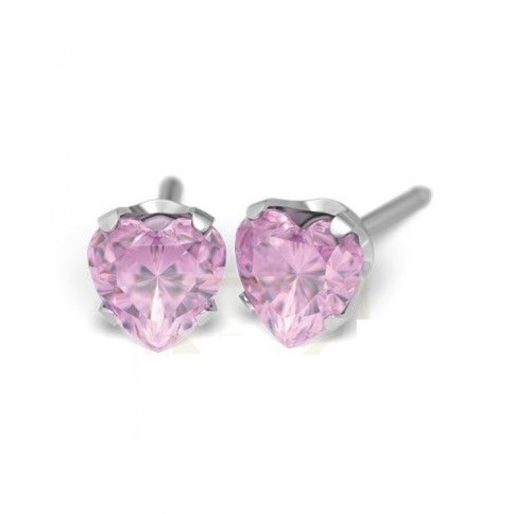 121_Cubic Zirconia 5 mm rožinė širdelė